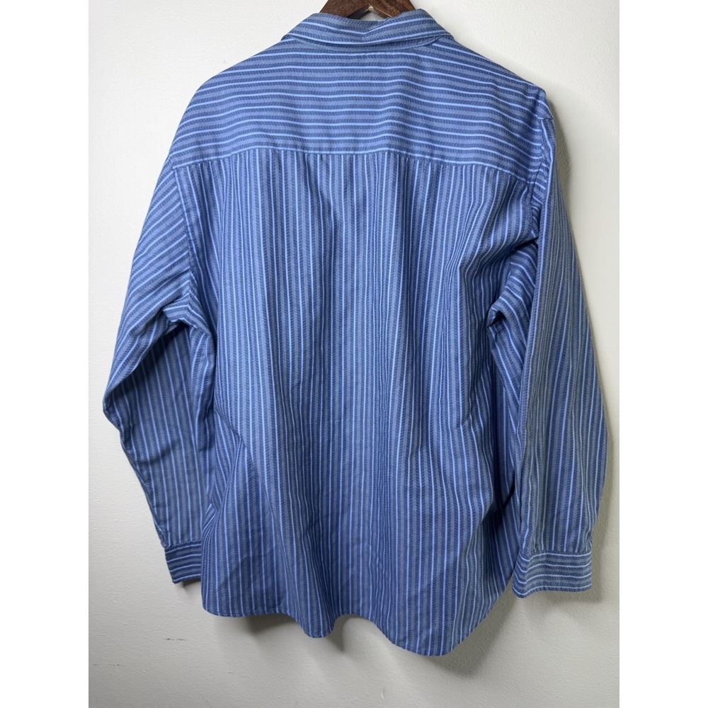 Haband Shirt XL  Mens Long Sleeve Snap Up Blue Striped Western Cut - Picture 3 of 3